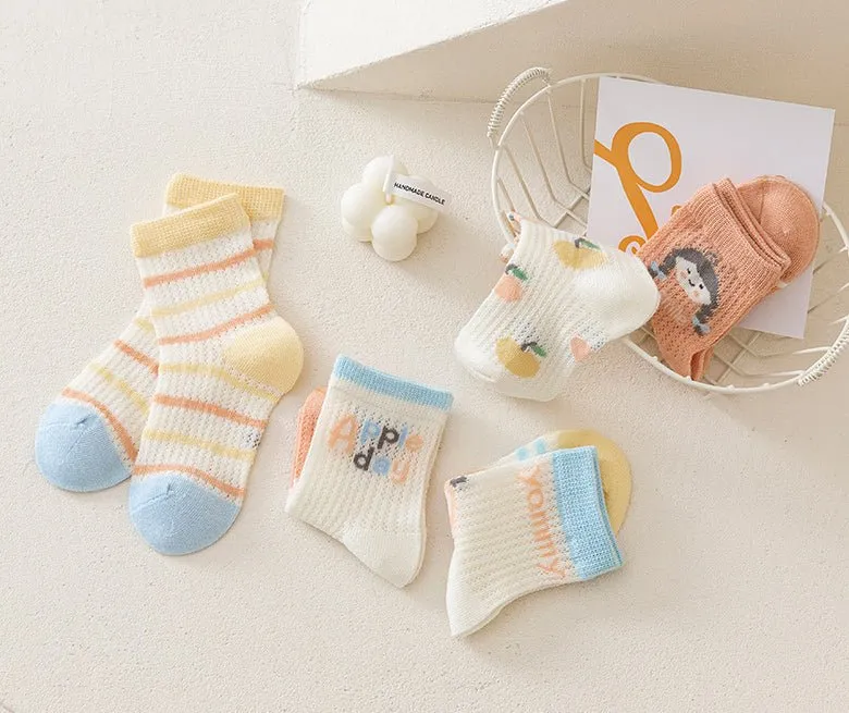 5-Pack Fruit Pattern Cotton Summer Socks (3 Designs)