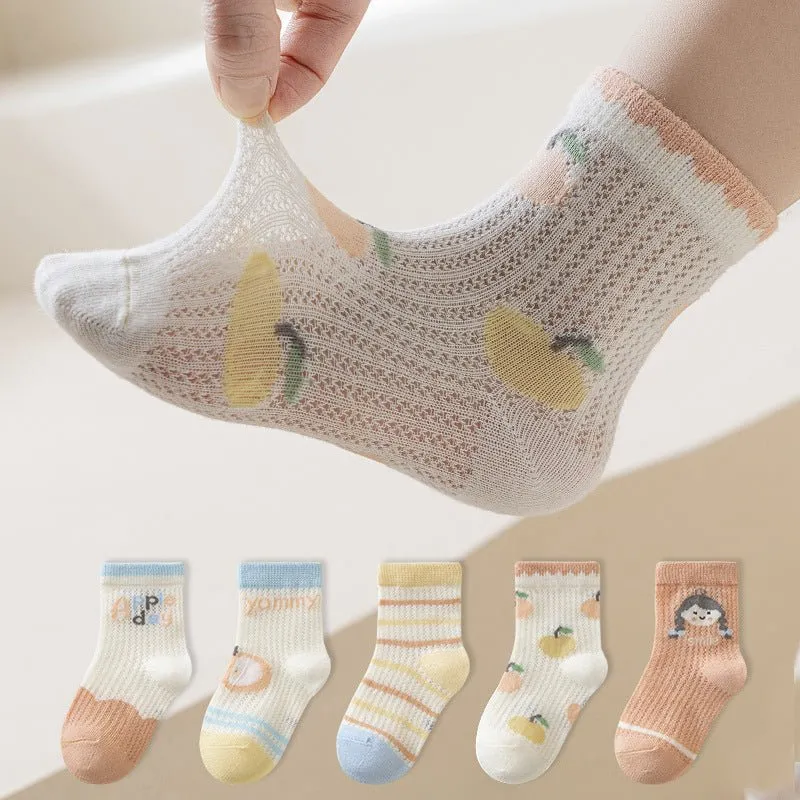 5-Pack Fruit Pattern Cotton Summer Socks (3 Designs)