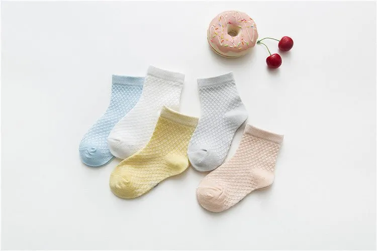 5-Pack Summer Pure Color Socks (2 Designs)