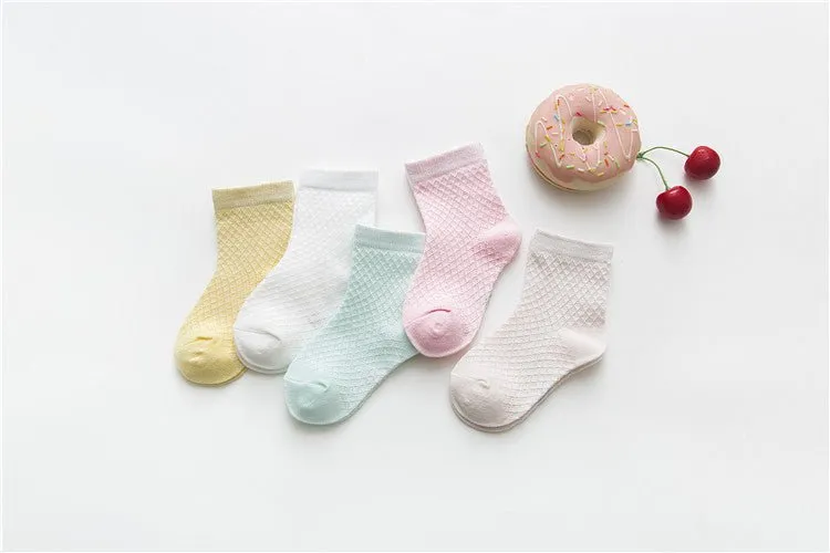 5-Pack Summer Pure Color Socks (2 Designs)