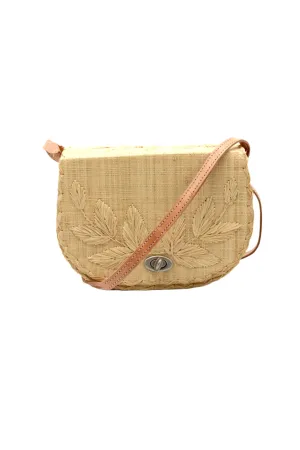70's Embroidered Vines Straws Crossbody Bag