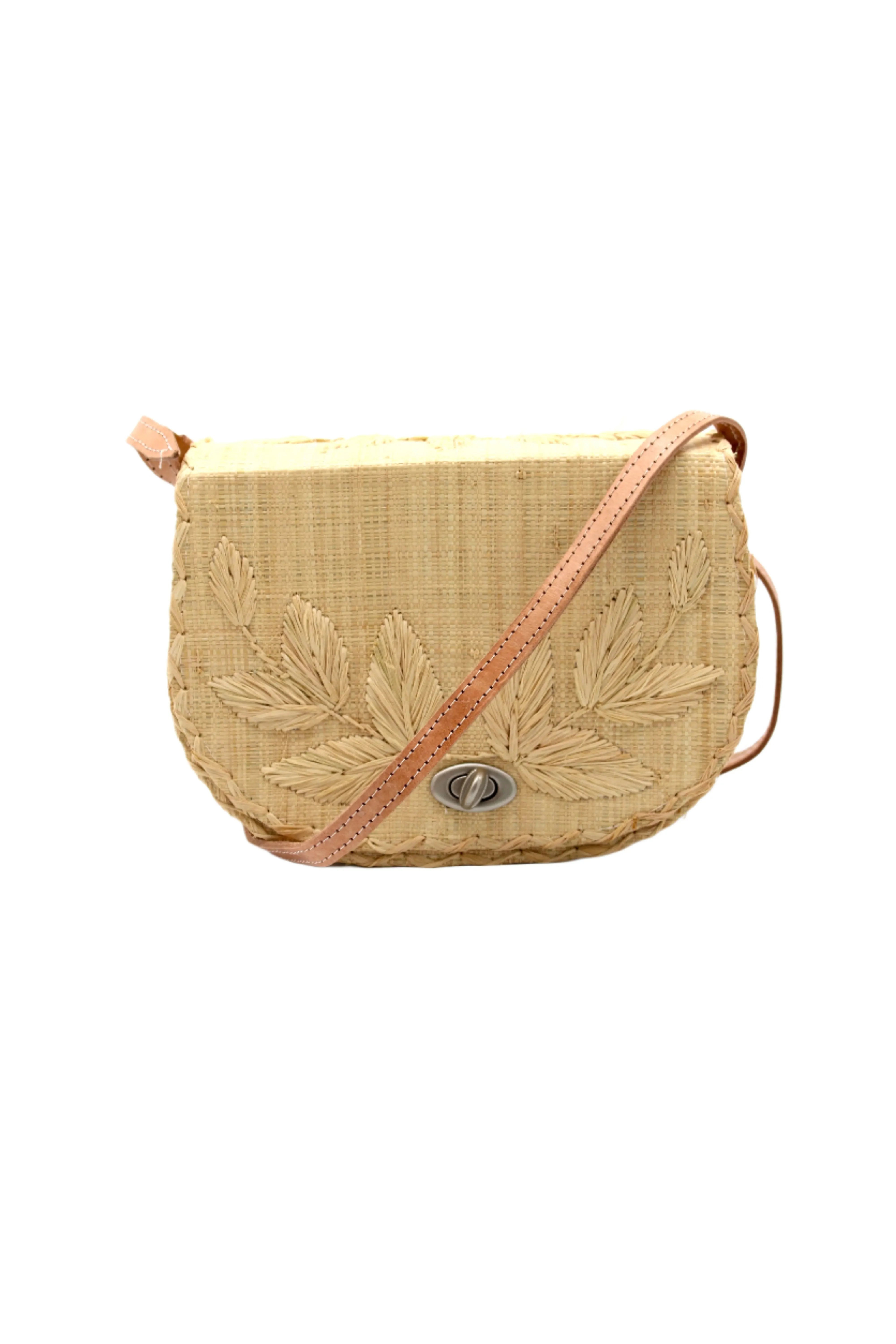 70's Embroidered Vines Straws Crossbody Bag