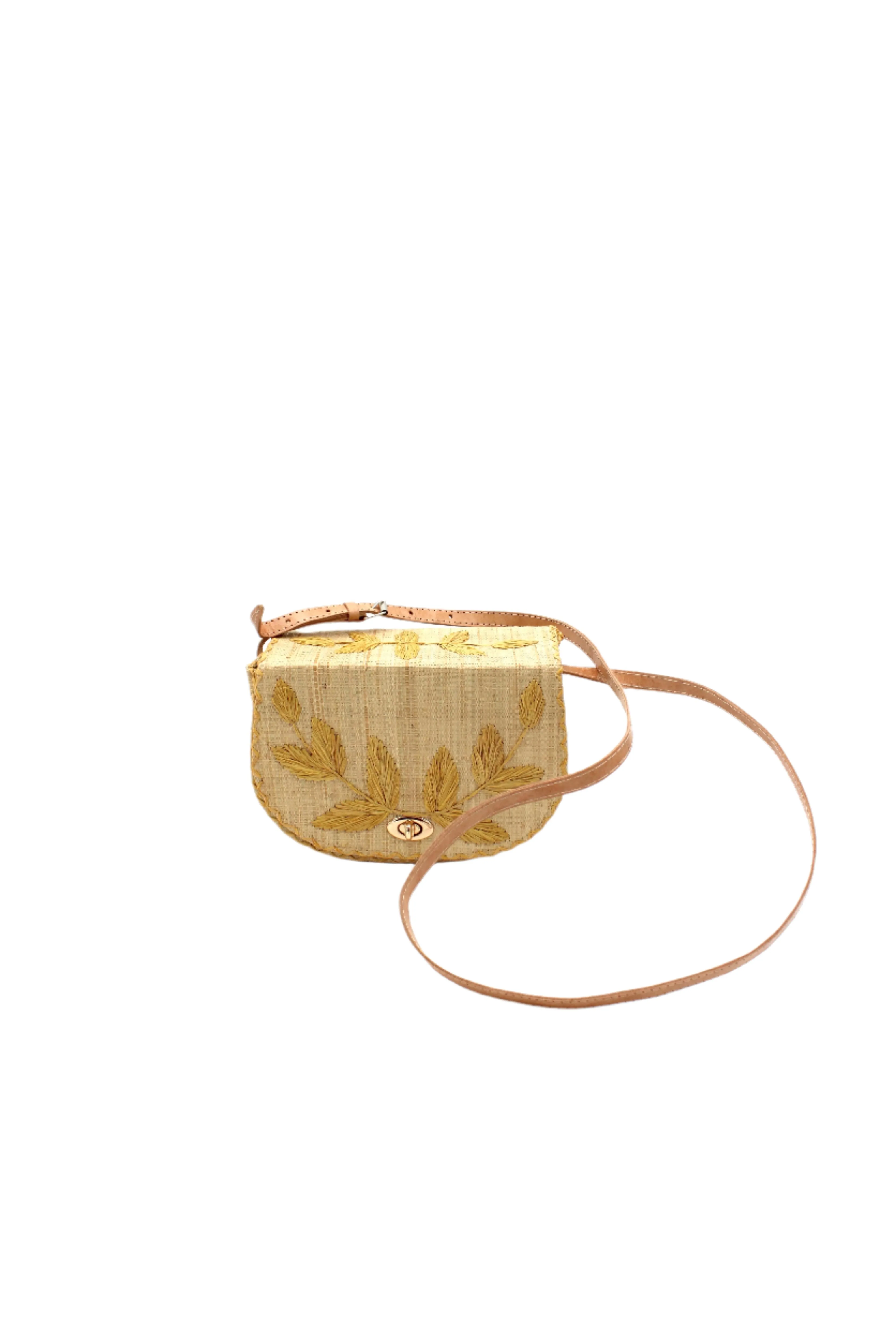 70's Embroidered Vines Straws Crossbody Bag