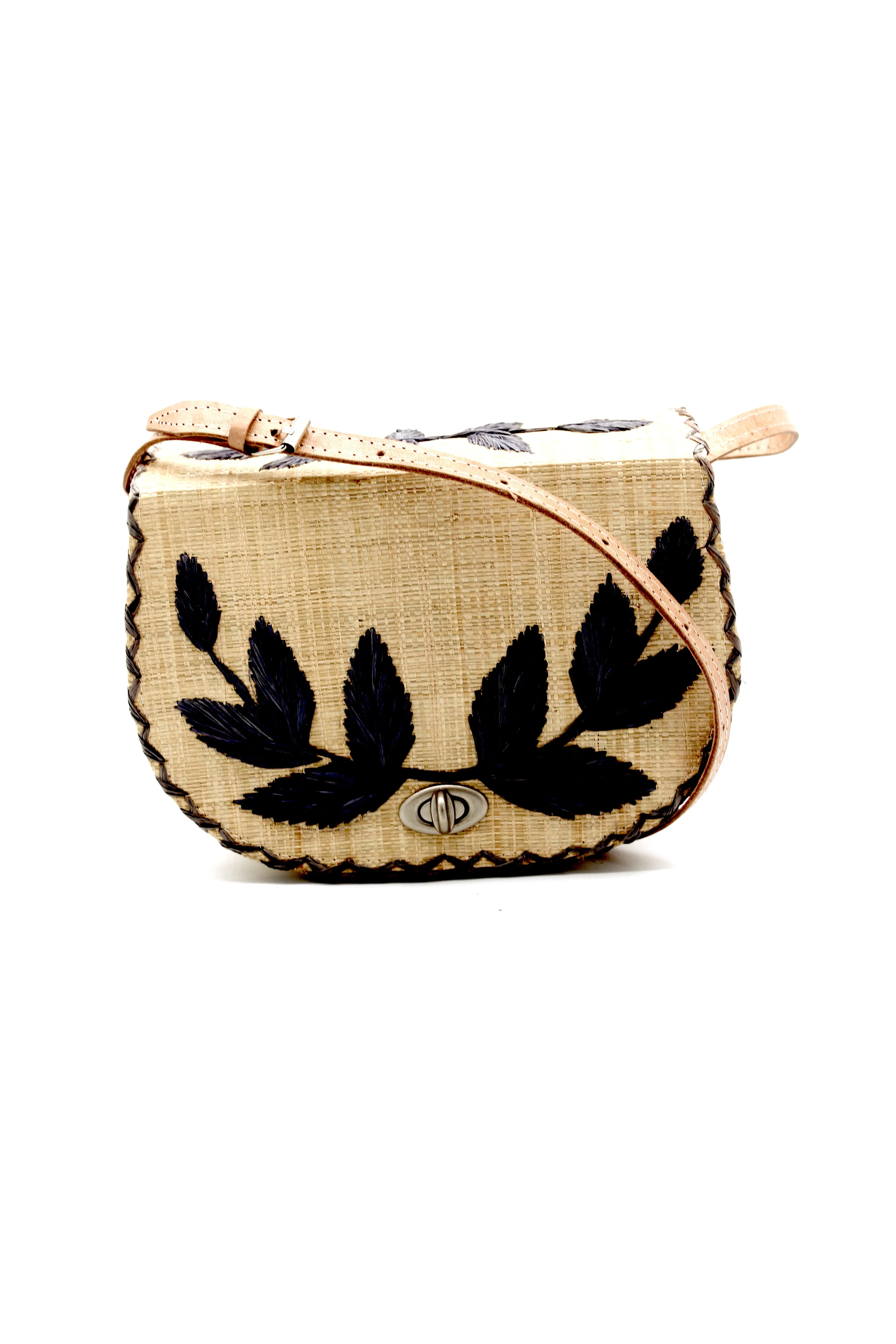 70's Embroidered Vines Straws Crossbody Bag