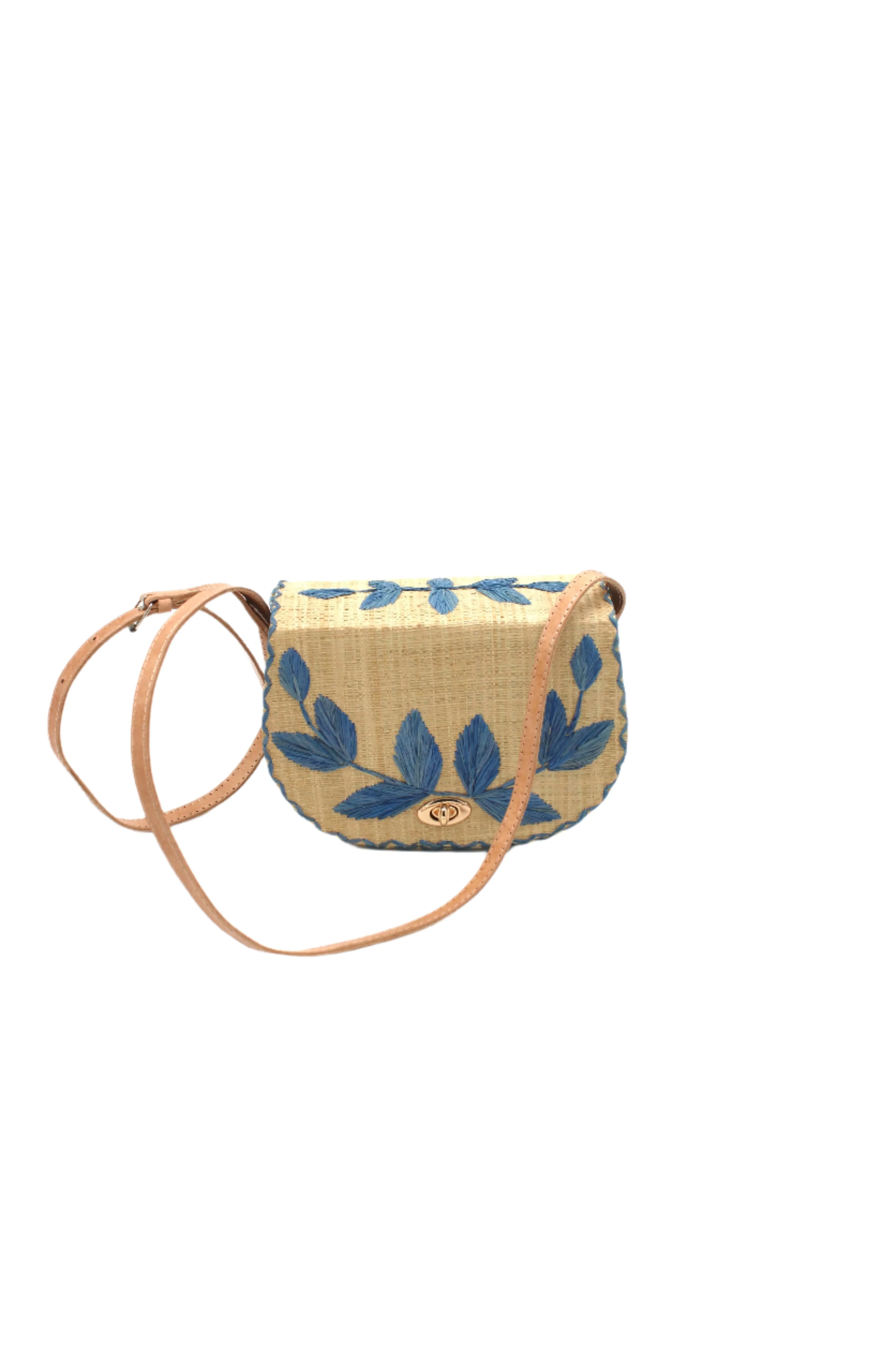 70's Embroidered Vines Straws Crossbody Bag