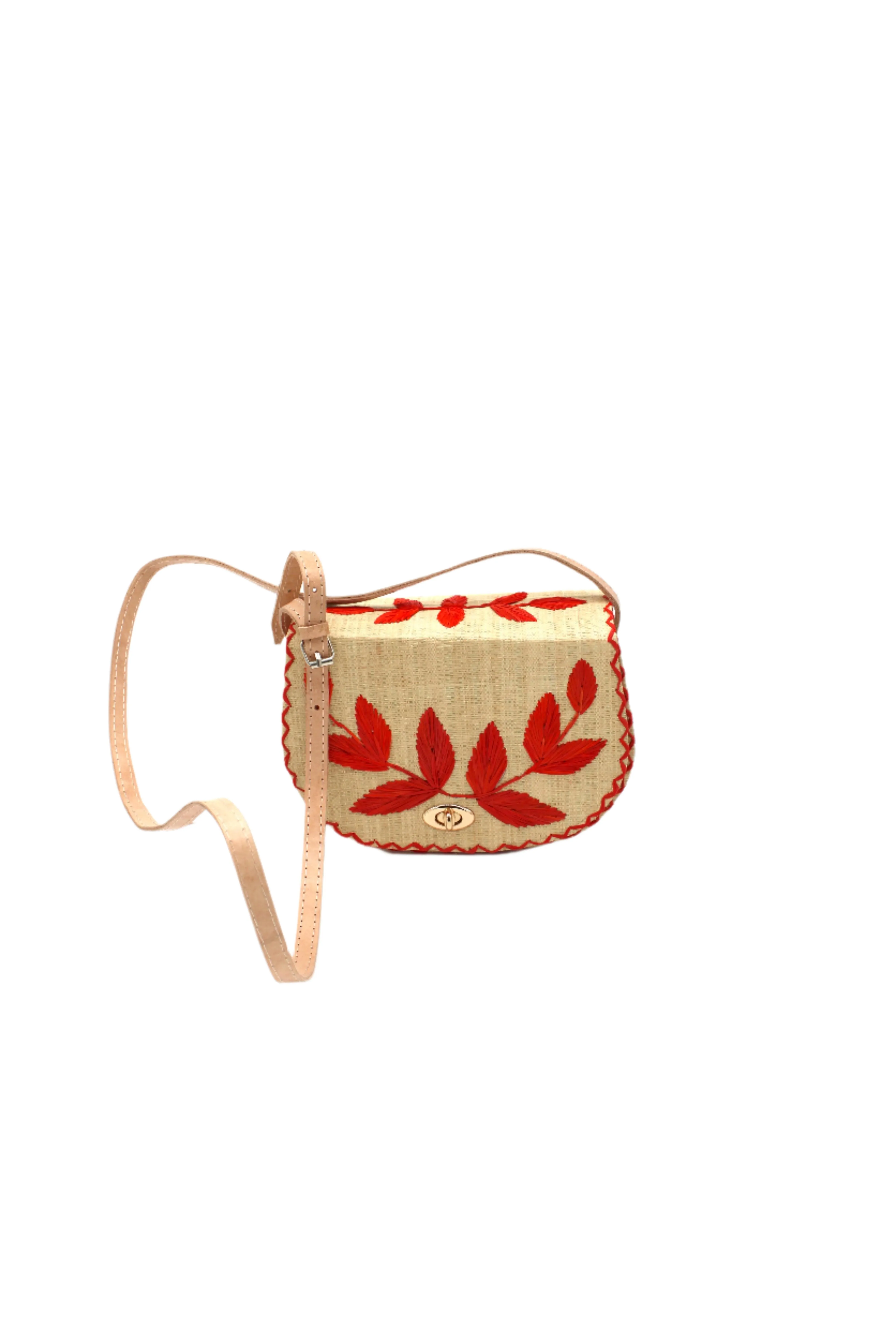 70's Embroidered Vines Straws Crossbody Bag