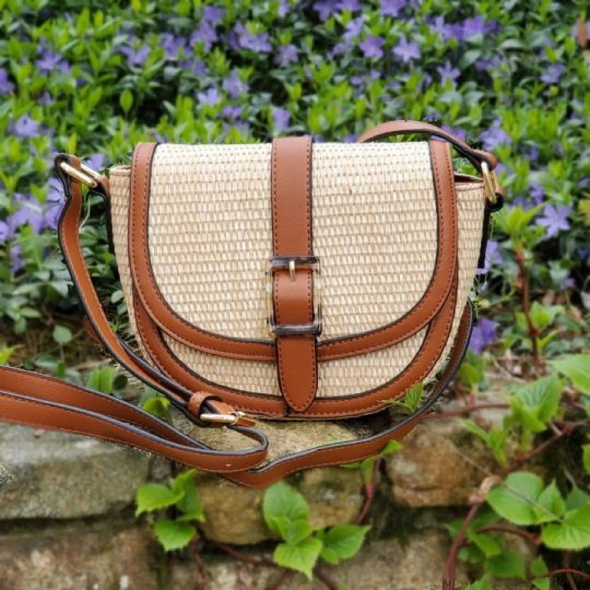 93128 Carmen Woven Straw Crossbody