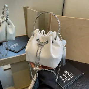 AAA Quality Stylish Bag with Ring Handle - Soft  Fabric (white)