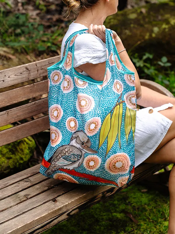 Aboriginal Kookaburra Recycled Plastic Bottle Bag 45cm