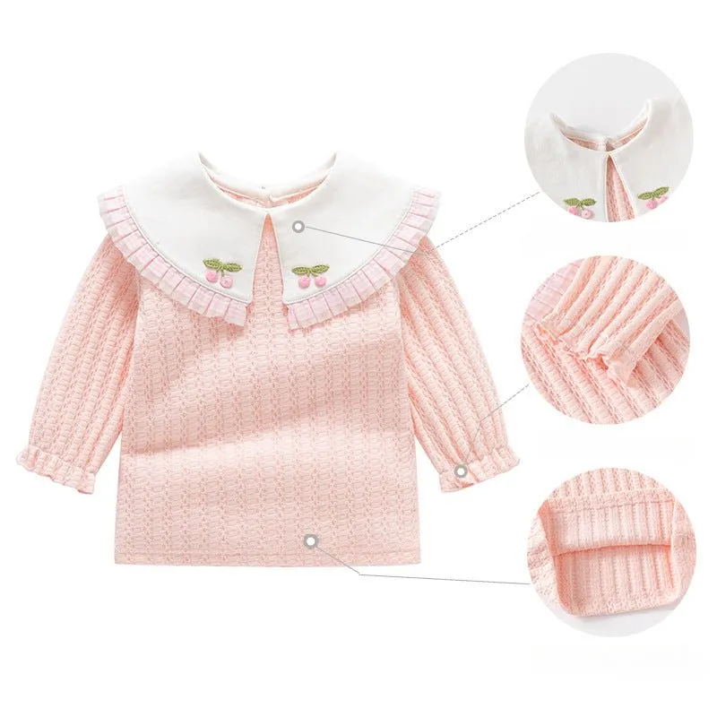 Baby Girl Cutie Cherry Design Long Sleeve Top