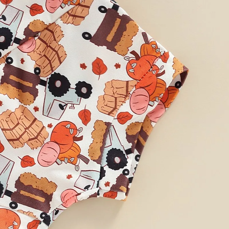 Baby Girl Festive Autumn Onesie and Shorts with Headband Set