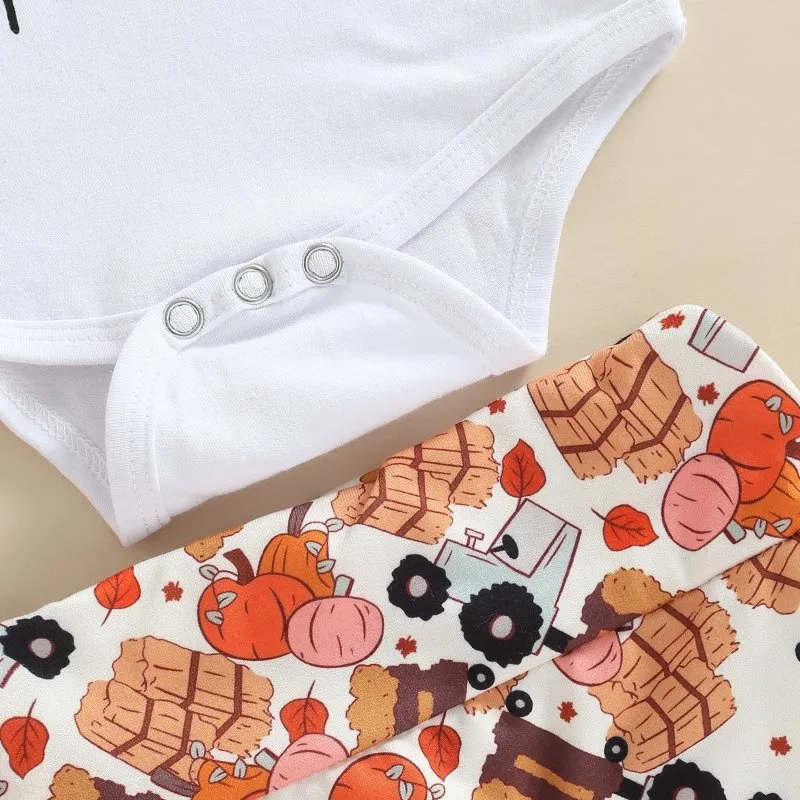 Baby Girl Festive Autumn Onesie and Shorts with Headband Set
