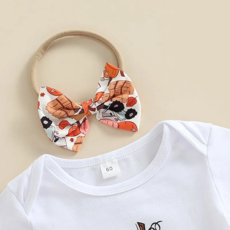 Baby Girl Festive Autumn Onesie and Shorts with Headband Set
