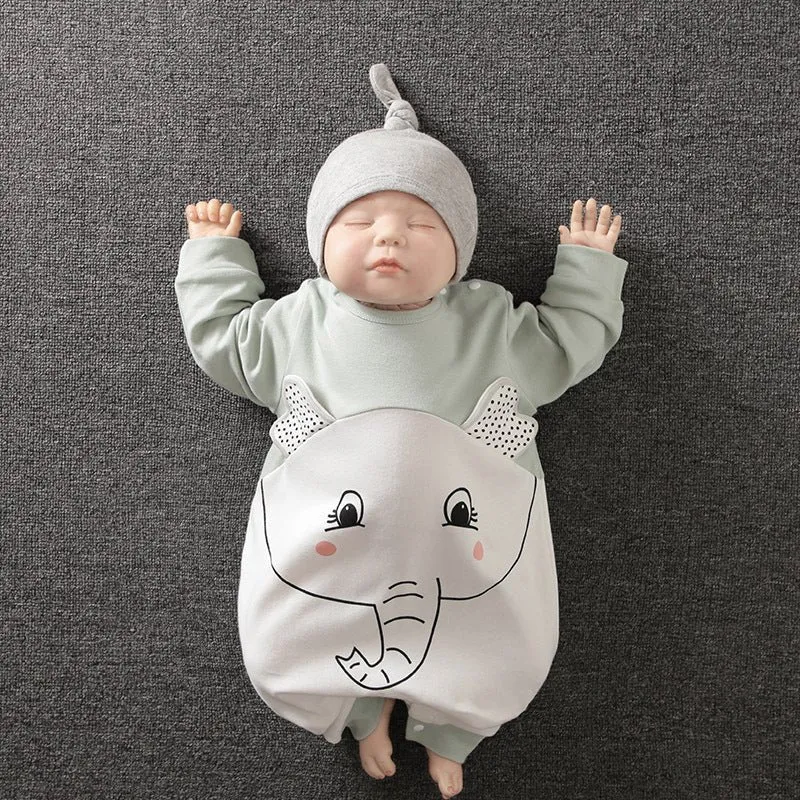 Baby's Elephant Cartoon Print Jumpsuit