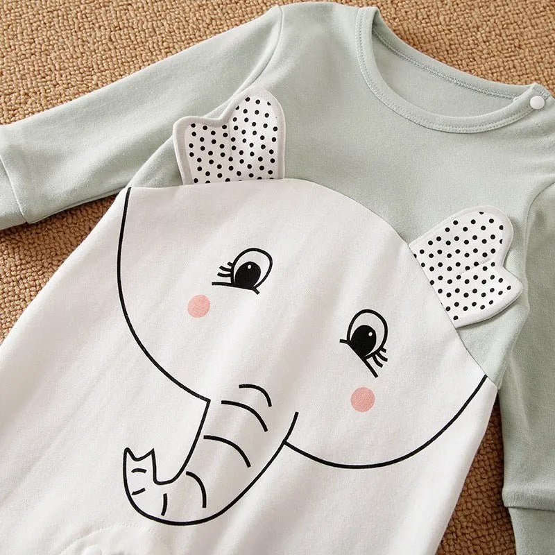 Baby's Elephant Cartoon Print Jumpsuit