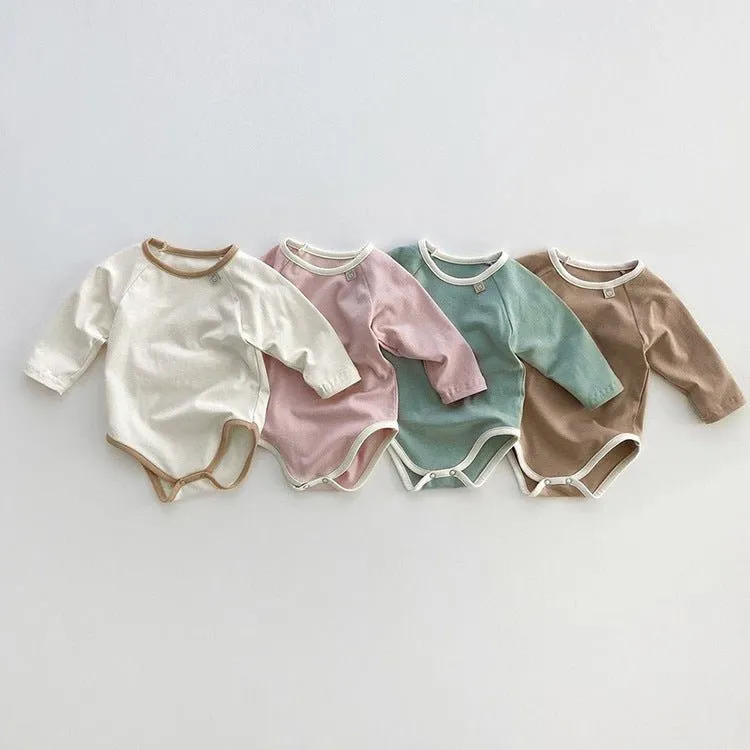 Baby's Long Sleeve Cotton Onesie (4 Colors)