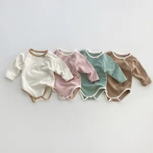 Baby's Long Sleeve Cotton Onesie (4 Colors)