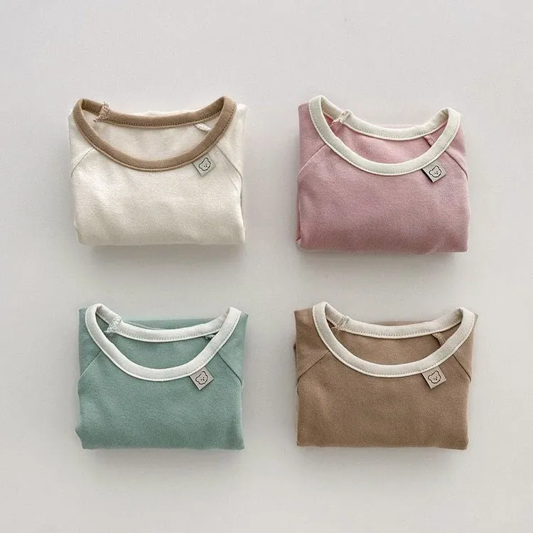 Baby's Long Sleeve Cotton Onesie (4 Colors)