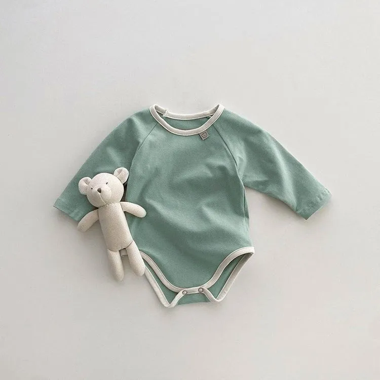 Baby's Long Sleeve Cotton Onesie (4 Colors)