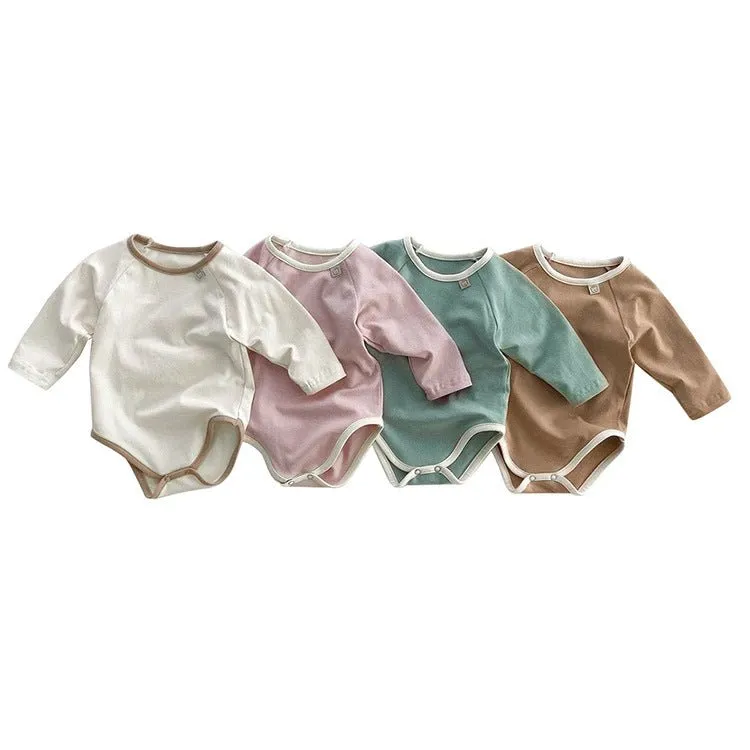 Baby's Long Sleeve Cotton Onesie (4 Colors)