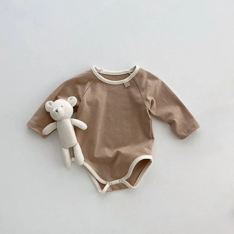 Baby's Long Sleeve Cotton Onesie (4 Colors)
