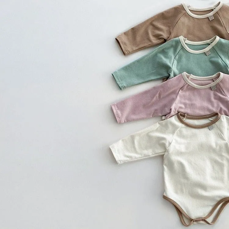 Baby's Long Sleeve Cotton Onesie (4 Colors)