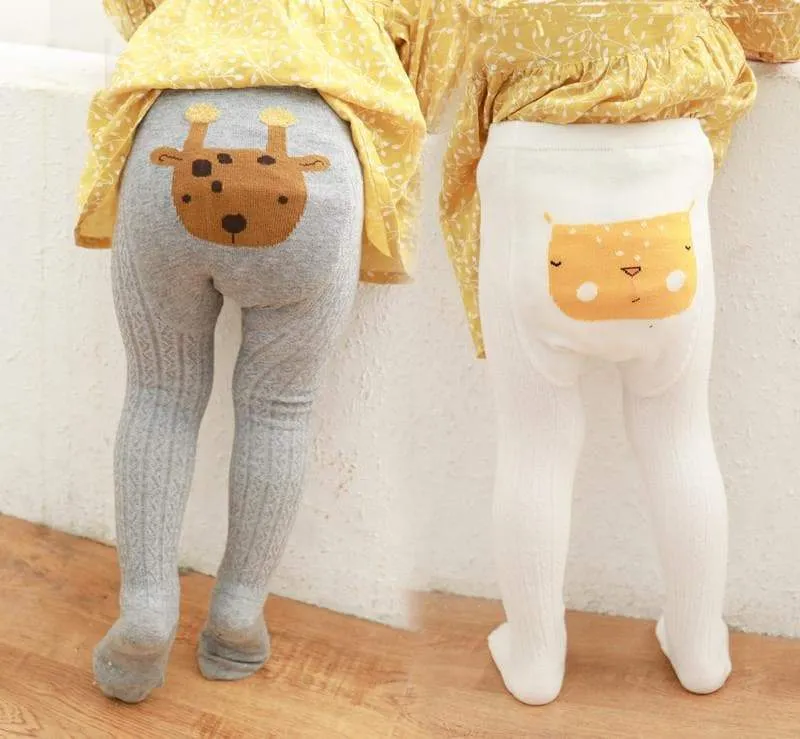 Baby/Toddler Cartoon Animals Print Knitted Leggings (2 Designs)