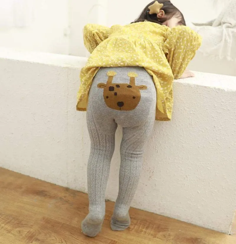 Baby/Toddler Cartoon Animals Print Knitted Leggings (2 Designs)