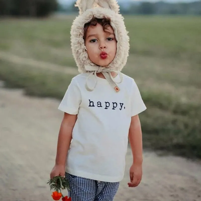 Baby/Toddler's Letter Print White Short-Sleeve T-shirt