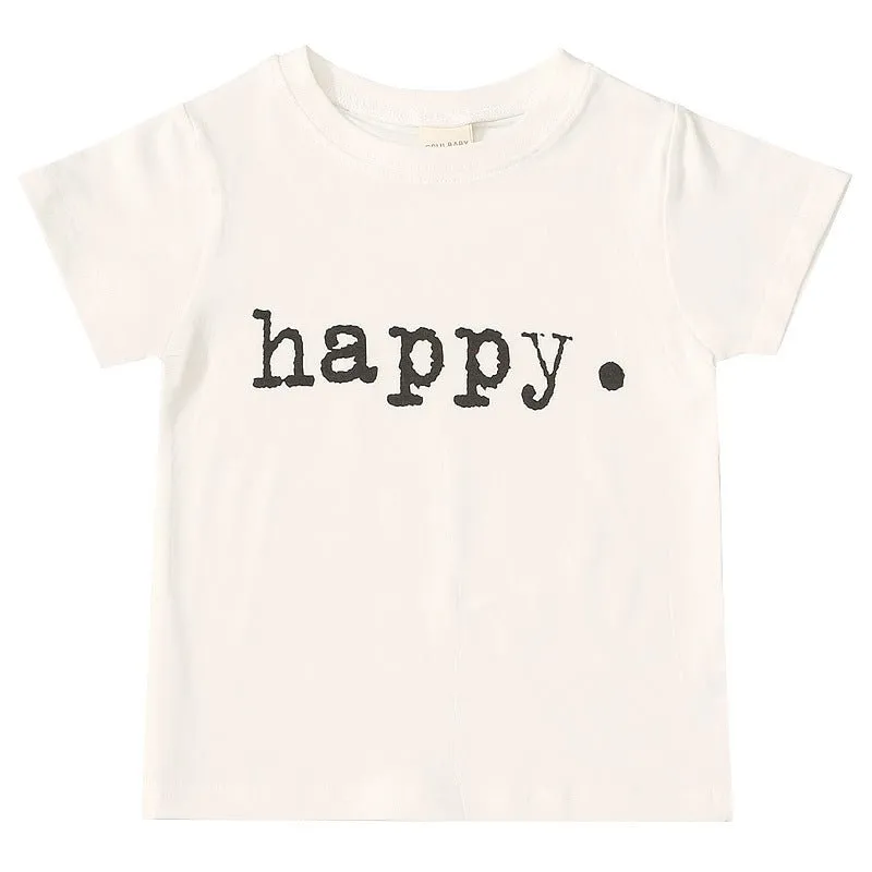 Baby/Toddler's Letter Print White Short-Sleeve T-shirt