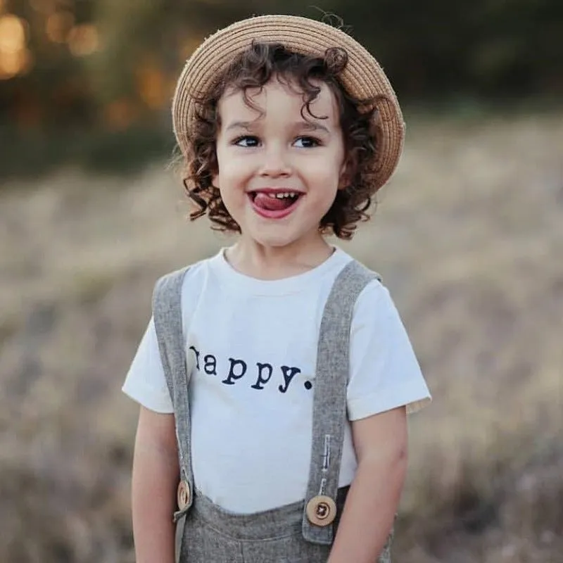Baby/Toddler's Letter Print White Short-Sleeve T-shirt