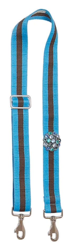 Bag Strap Classic sky blue- brown - Flower silver-blue