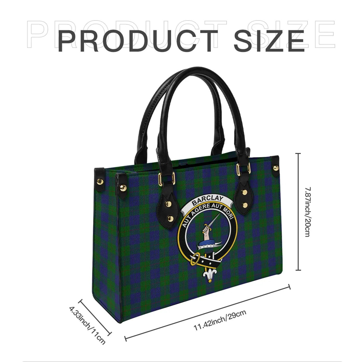 Barclay Tartan Leather Bag with Family Crest