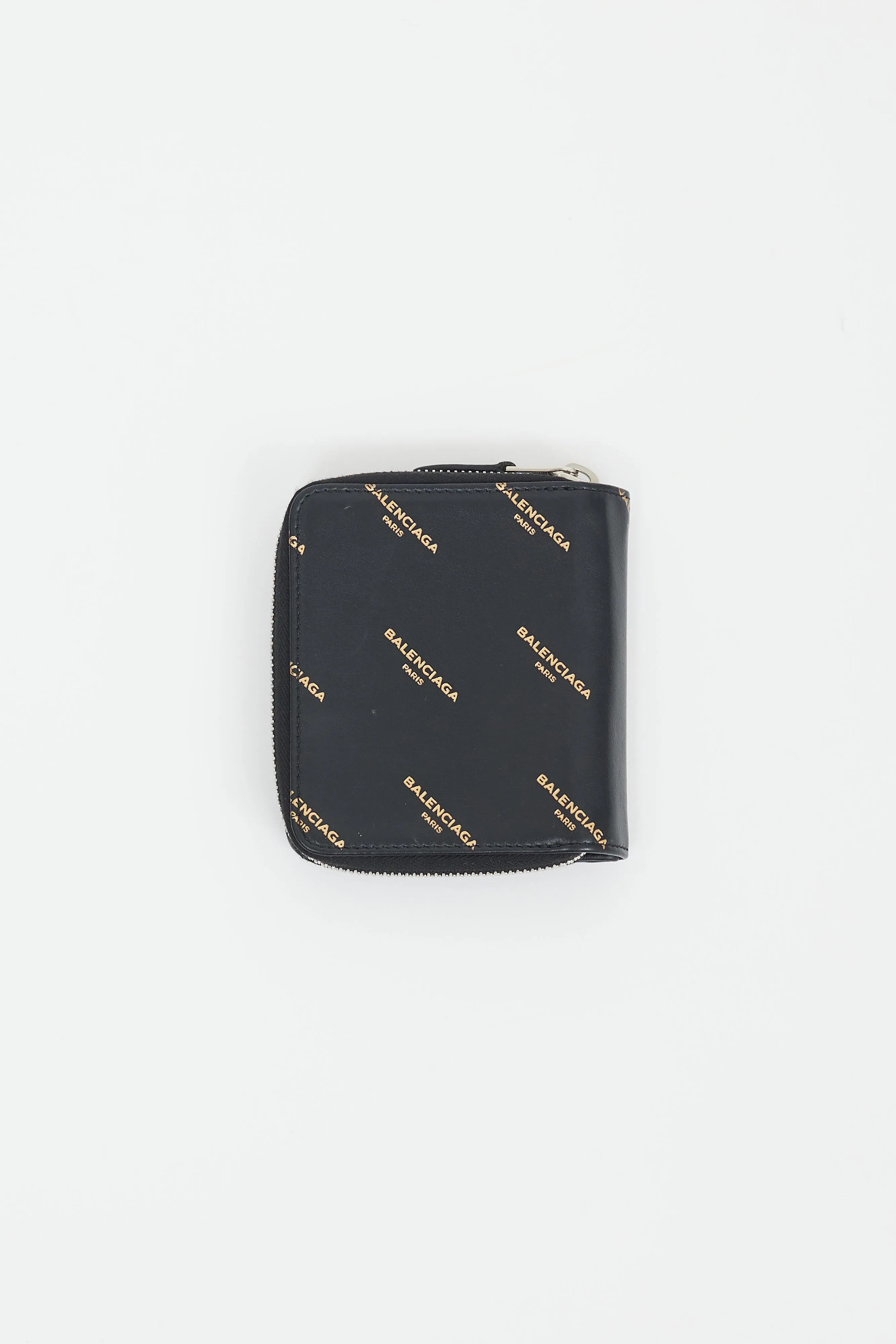 Black & Gold Logo Printed Zip Wallet