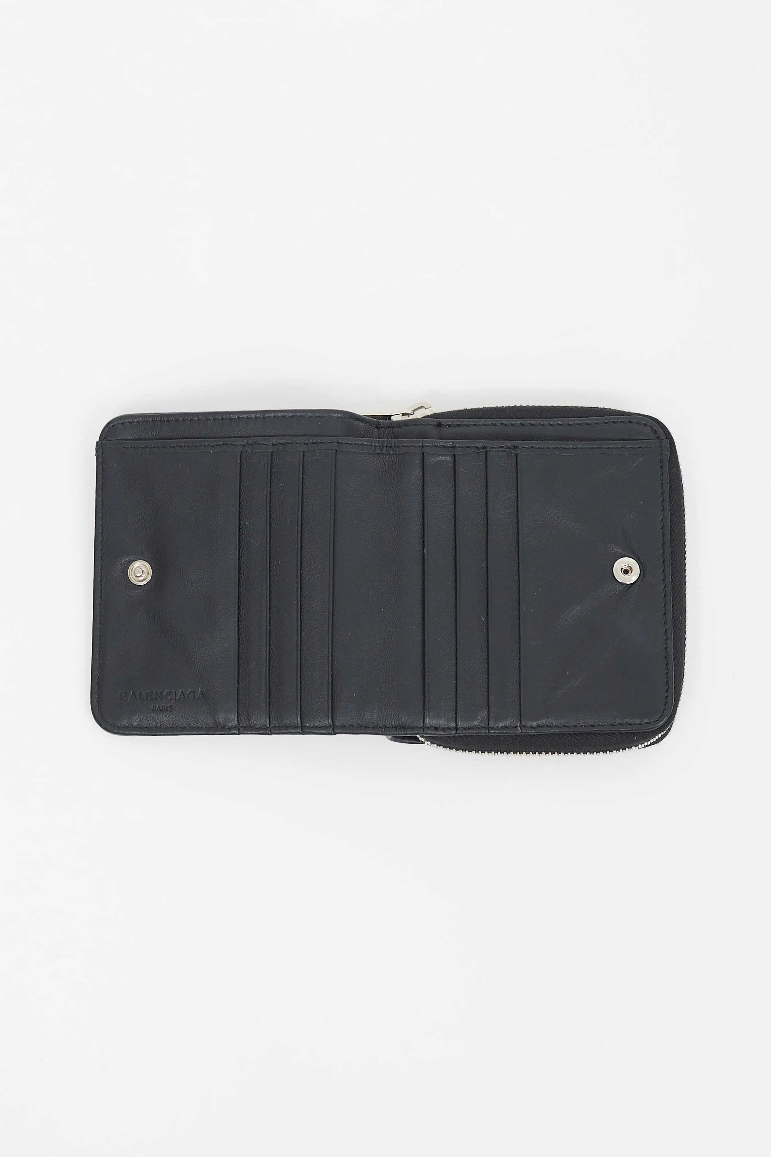 Black & Gold Logo Printed Zip Wallet
