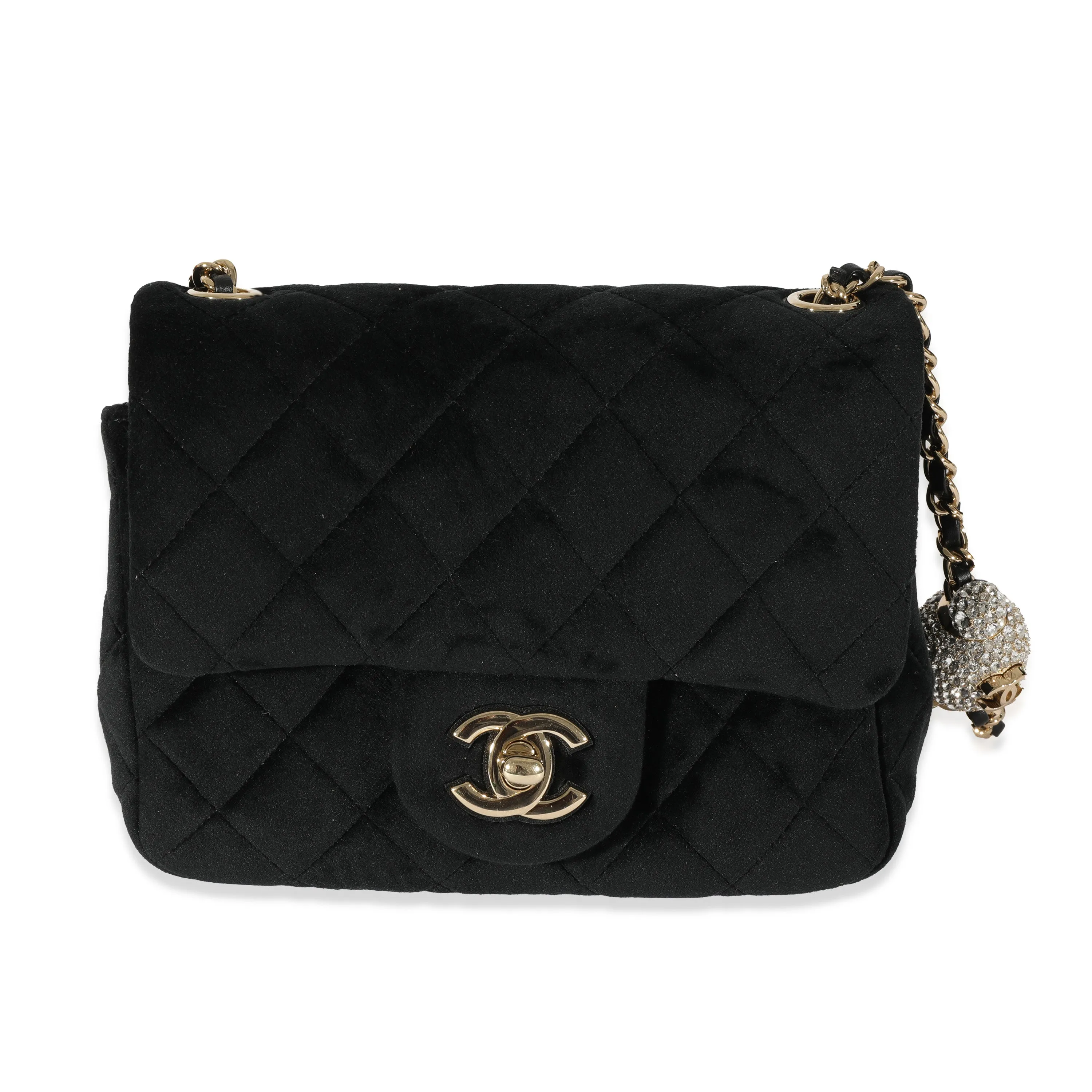 Black Velvet Pearl Crush Mini Square Flap