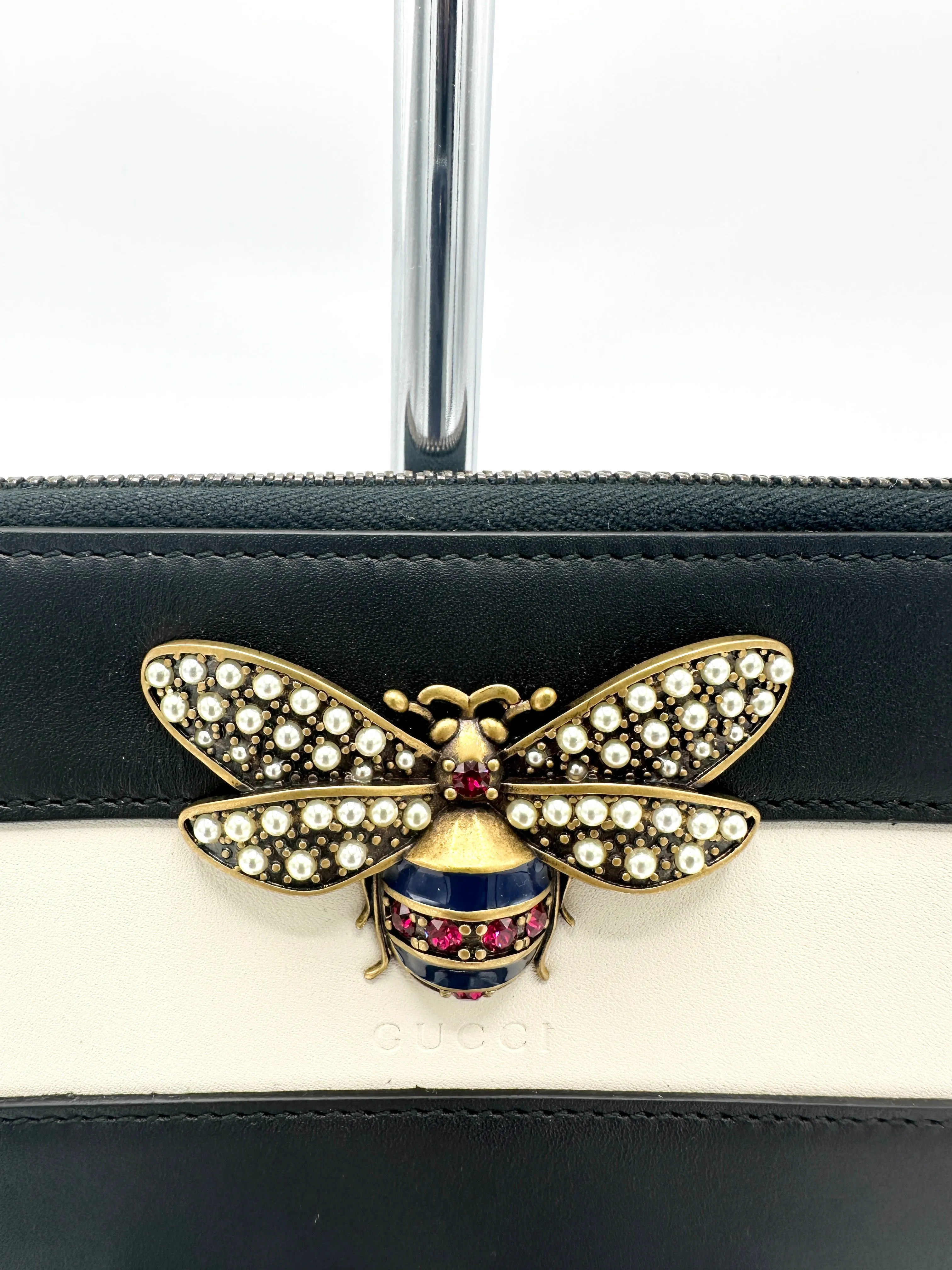 Black/Ivory Color Block Queen Margaret Zippy Long Wallet