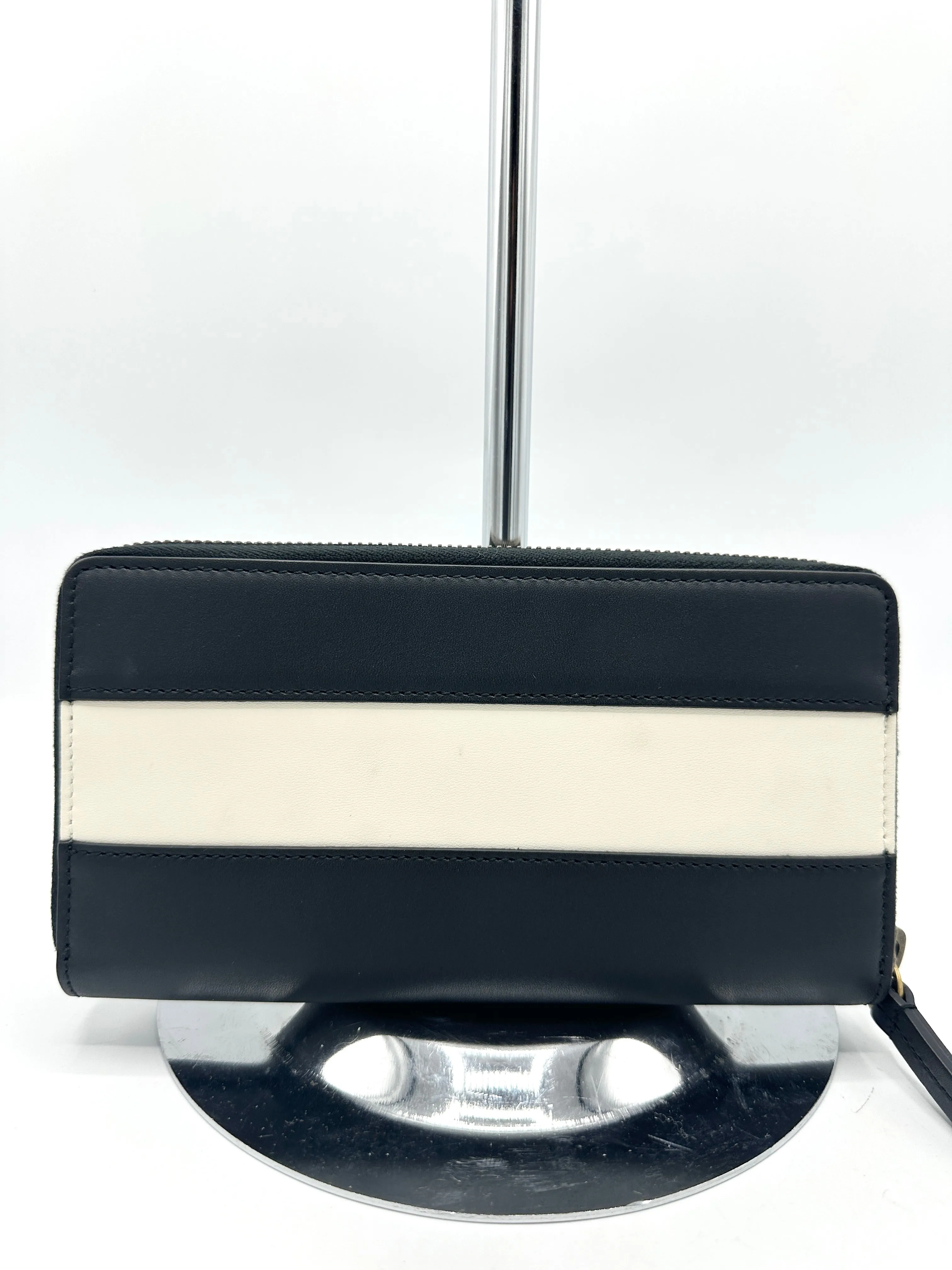 Black/Ivory Color Block Queen Margaret Zippy Long Wallet