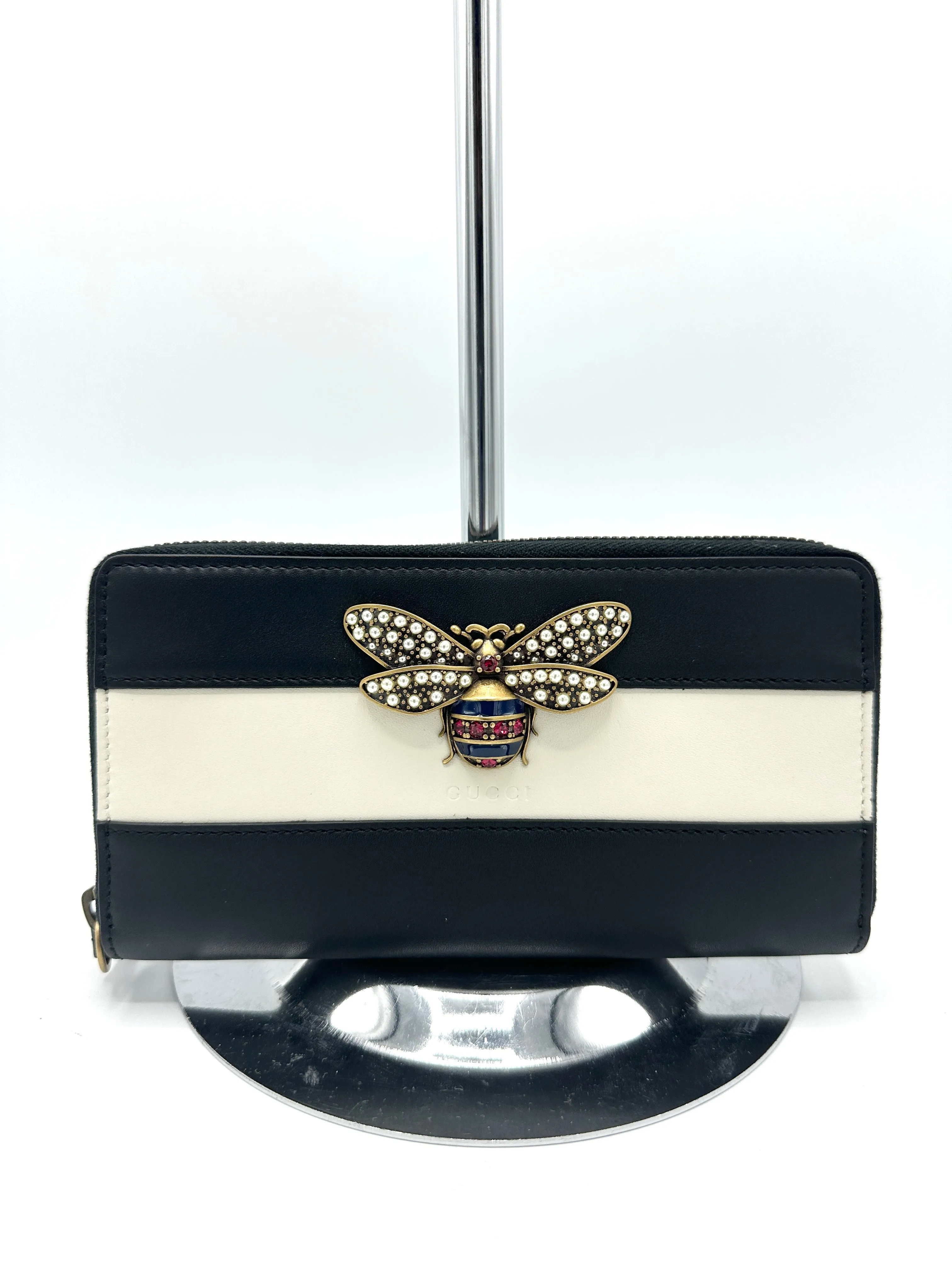 Black/Ivory Color Block Queen Margaret Zippy Long Wallet