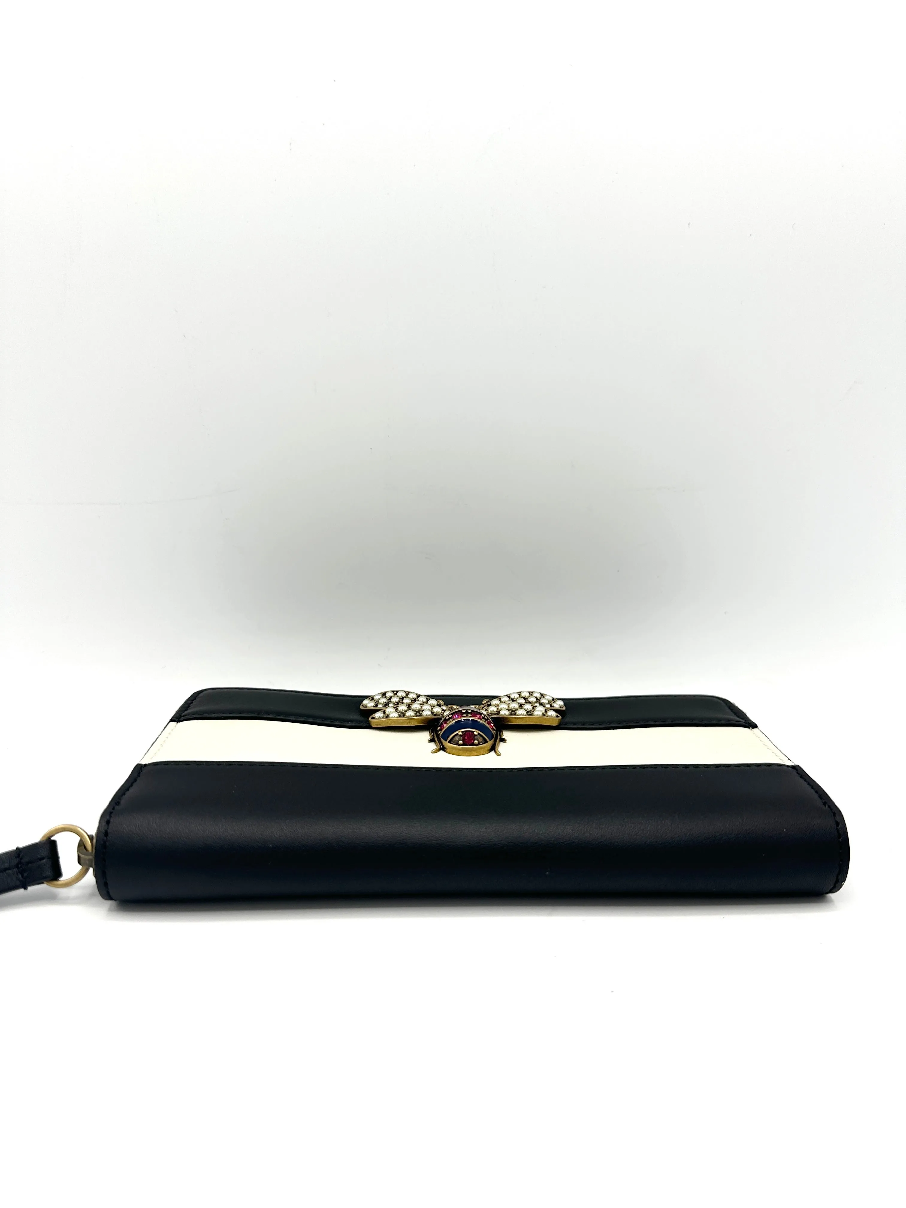 Black/Ivory Color Block Queen Margaret Zippy Long Wallet