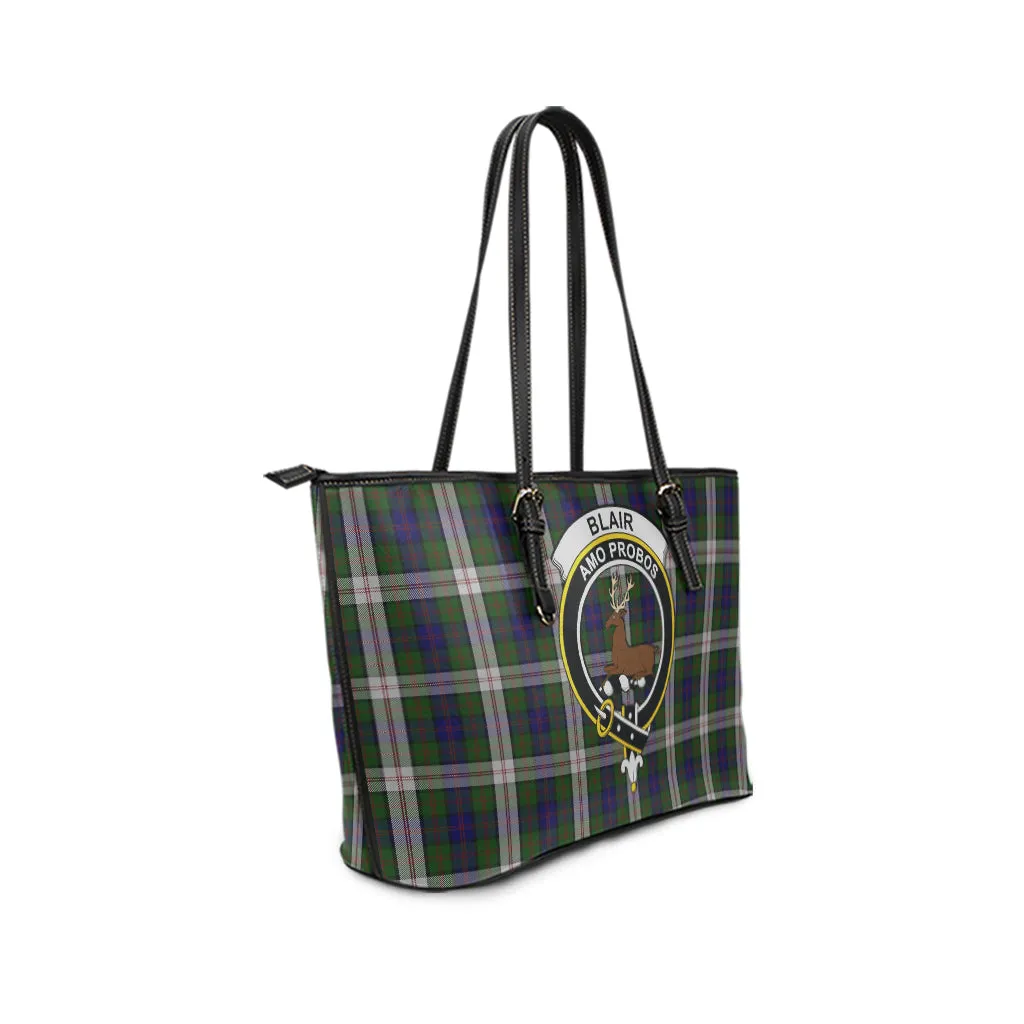 Blair Dress Tartan Leather Tote Bag with Family Crest
