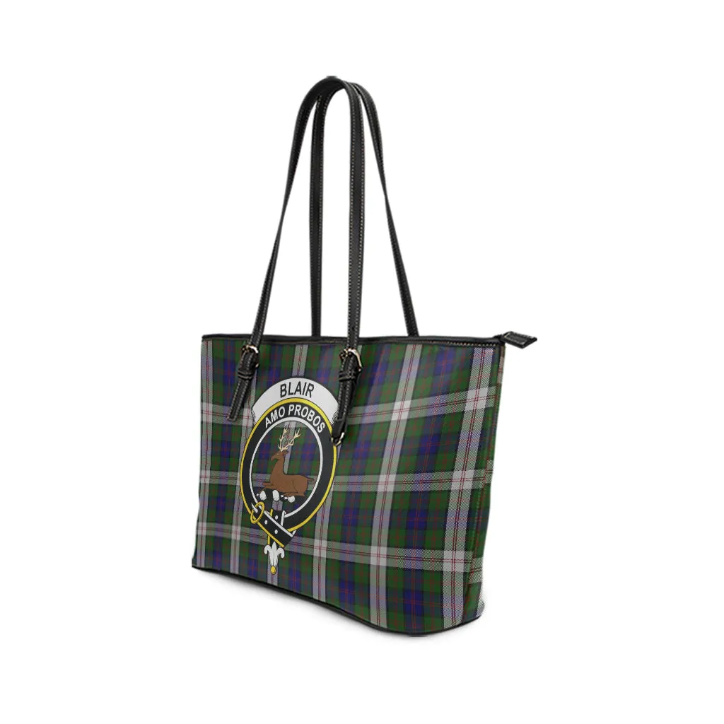 Blair Dress Tartan Leather Tote Bag with Family Crest