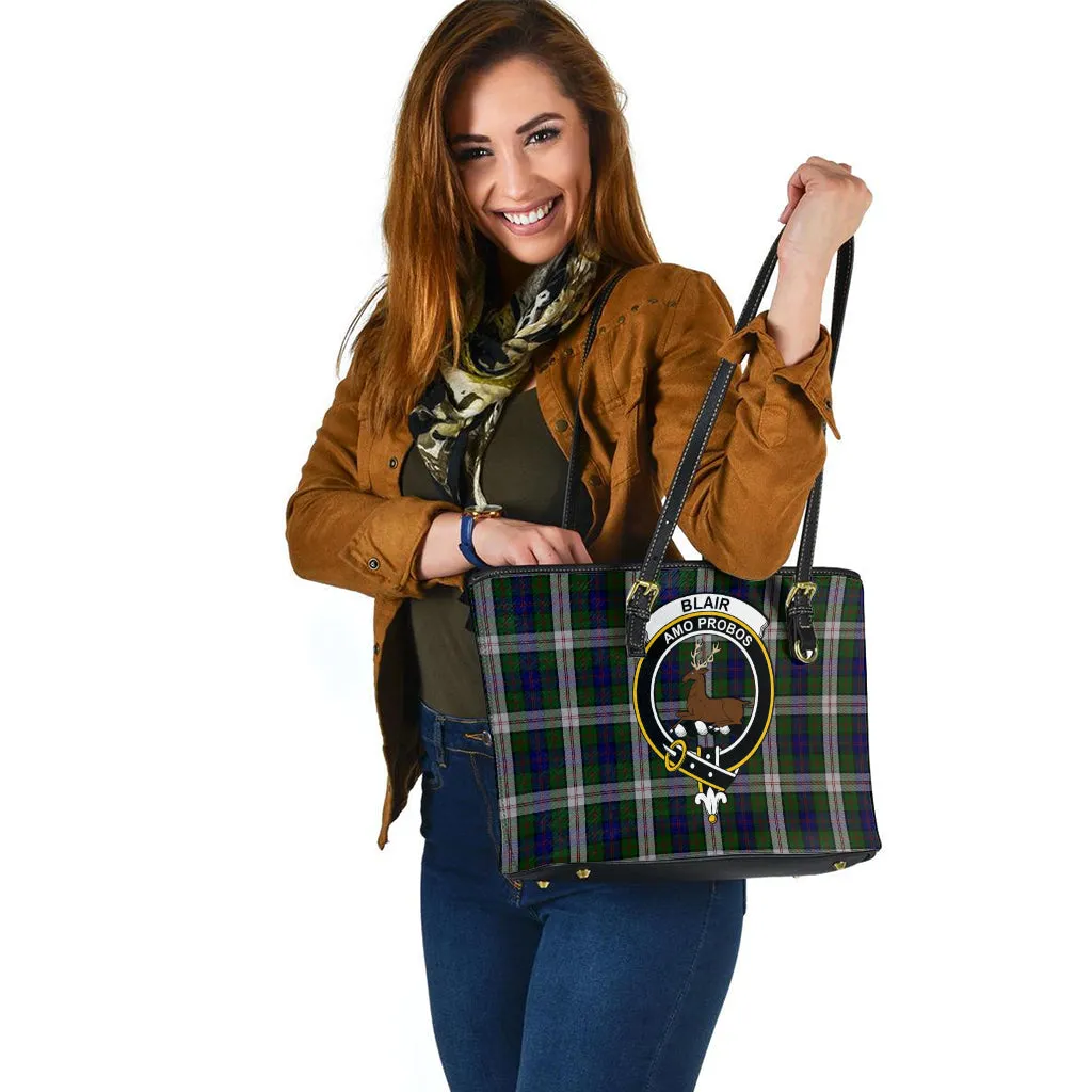 Blair Dress Tartan Leather Tote Bag with Family Crest