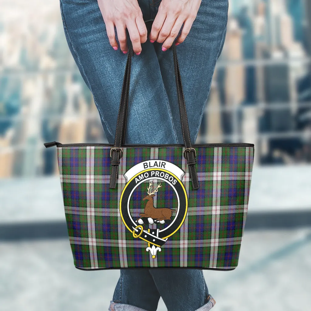 Blair Dress Tartan Leather Tote Bag with Family Crest