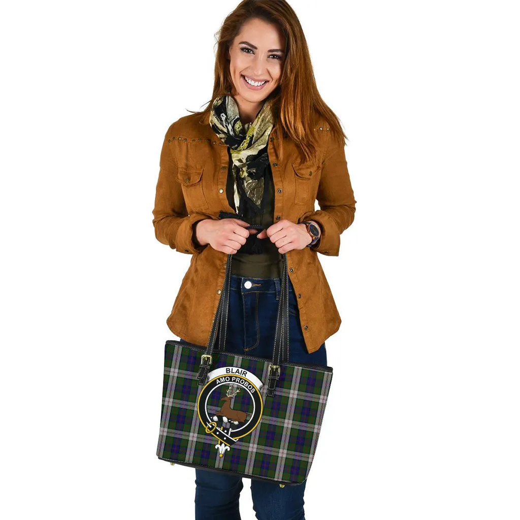 Blair Dress Tartan Leather Tote Bag with Family Crest