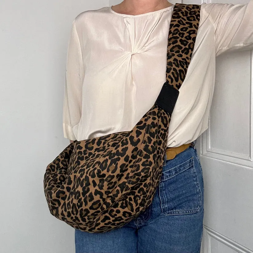 Brixton Large Cross Body Sling Bag -Leopard Print Brown Large