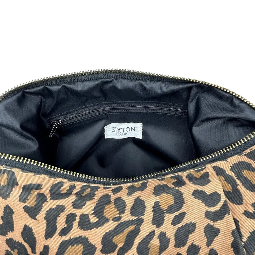 Brixton Large Cross Body Sling Bag -Leopard Print Brown Large