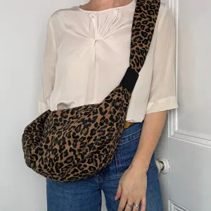 Brixton Large Cross Body Sling Bag -Leopard Print Brown Large