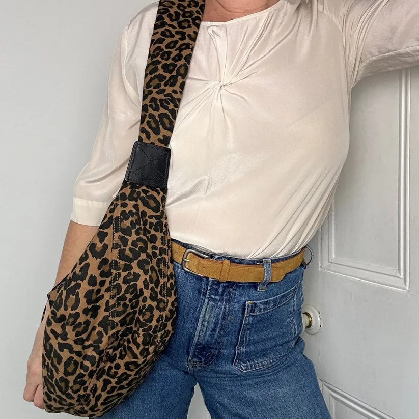 Brixton Large Cross Body Sling Bag -Leopard Print Brown Large