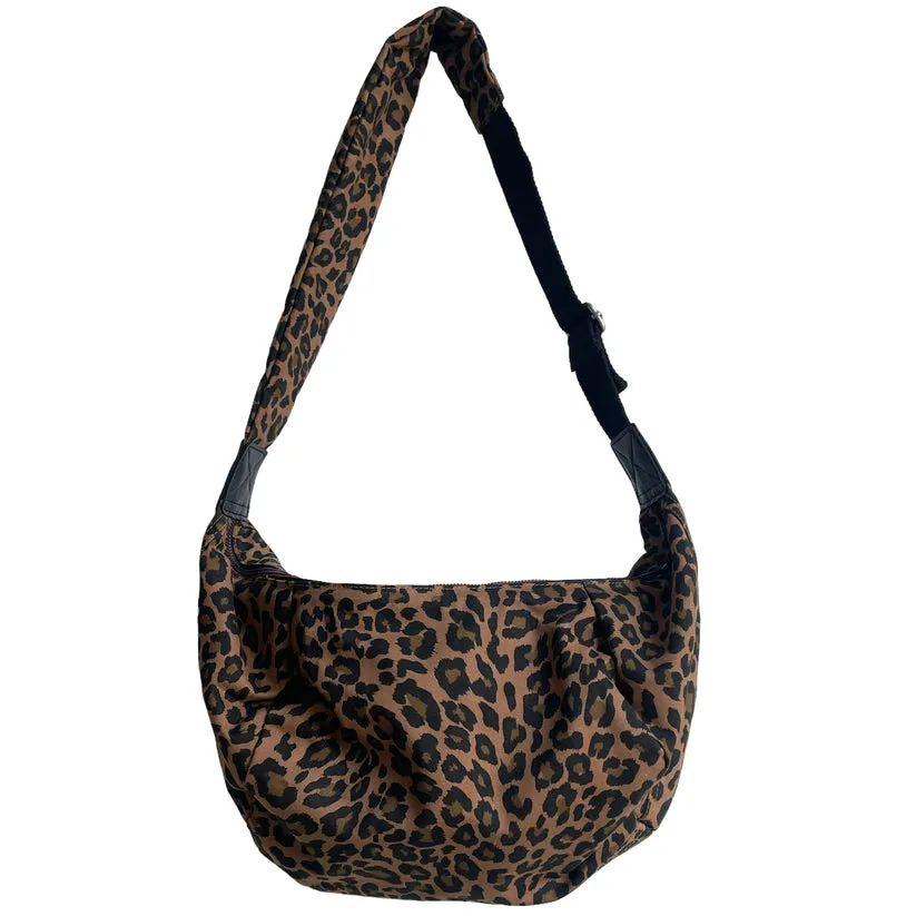 Brixton Large Cross Body Sling Bag -Leopard Print Brown Large